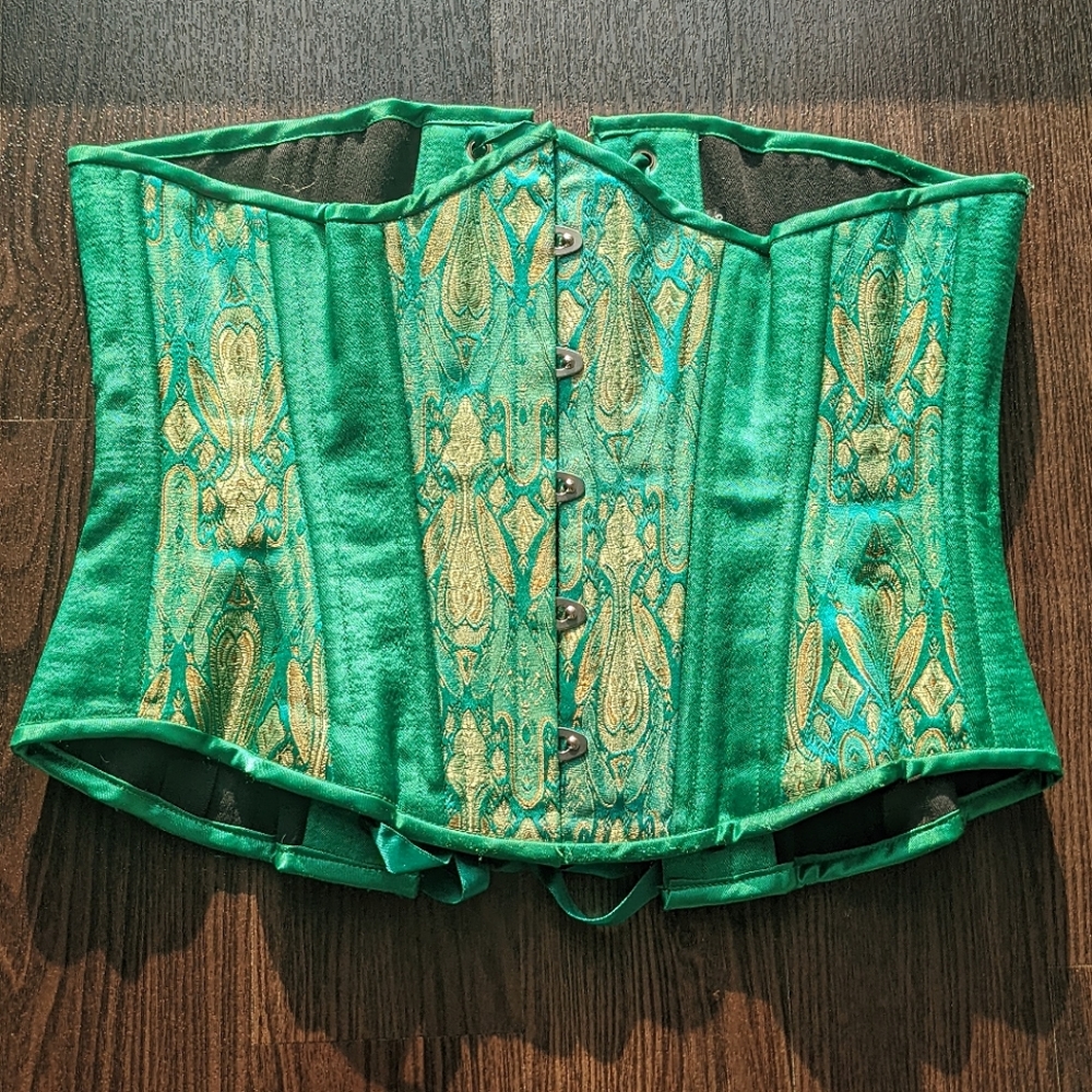 Emerald green 26in satin corset